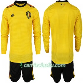 Camisolas de Futebol Bélgica Criança Equipamento Alternativa Copa do Mundo 2018 Manga Comprida